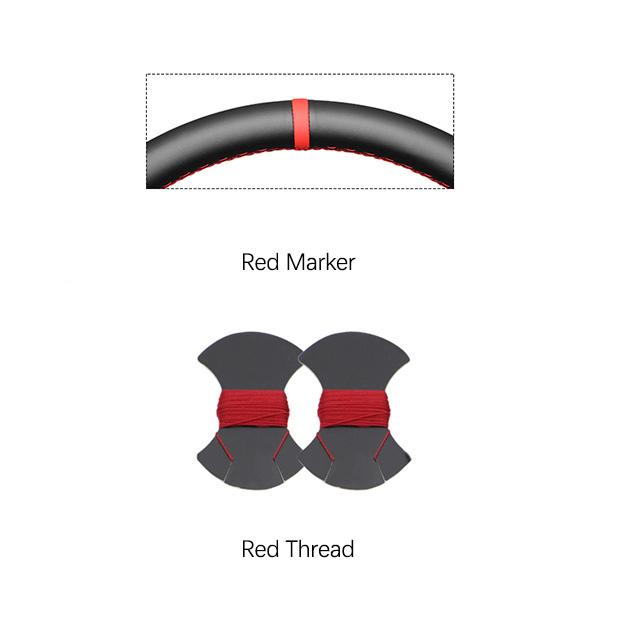 Black Carbon Fiber Suede Hand-stitched Steering Wheel Cover for Peugeot 208 308 2008 3008 4008 508 5008 Partner Rifter 2016-2022
