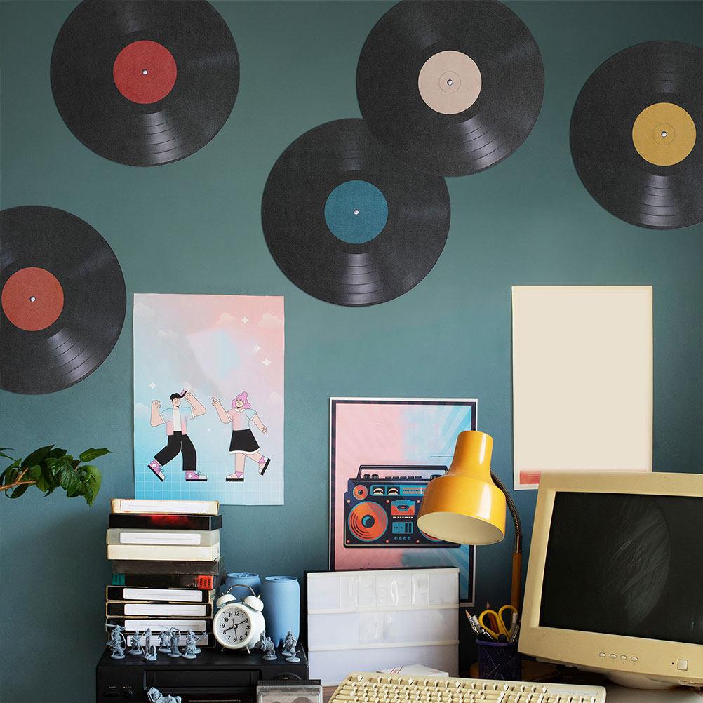 3 set Record Wall Sticker Retro Music For Living Room Bedroom Cafe Bar Music Party Decor Party Wall Decor Stickers