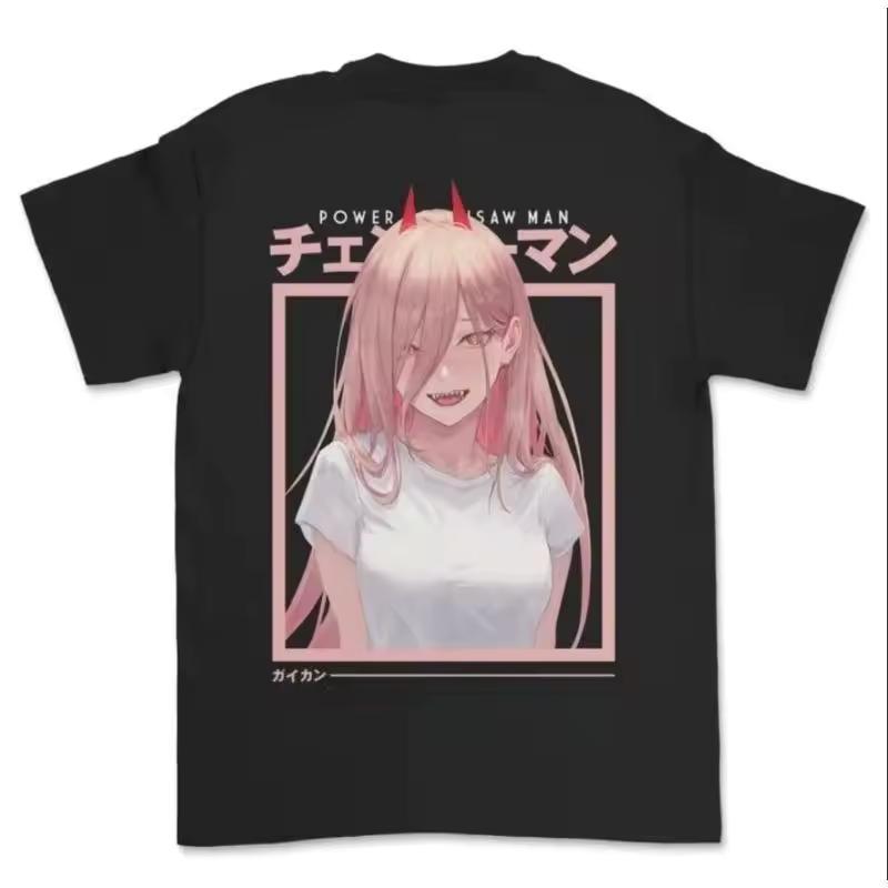Anime Chainsaw Man Power V2 Printed T shirt Men's and Women's T shirt Men's Top Sports T shirt 2026 Summer New Tee
