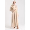 Hijab Seasonal Full Length Flared Sleeve Mink Color Zipper Prayer Dress