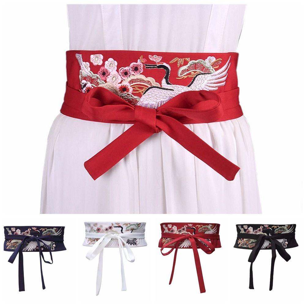 Embroidered Wide Belt Flower Women Waistband Retro Hanfu Cummerbunds Ladies