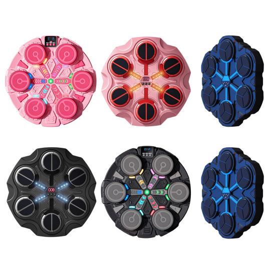 Музыкальный боксерский тренажер с перчатками, настенная боксерская мишень, совместимая с Bluetooth, со светодиодной подсветкой, 9 регулируемых скоростей, электронный боксерский тренажер, подушка для отработки ударов