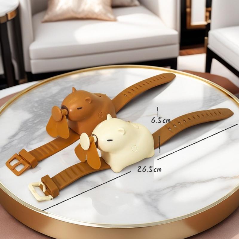 Мультяшные часы-вентилятор с капибарой для детей, наручный вентилятор с 3 скоростями, мягкий ремешок, портативный ручной охладитель, подарок, сувениры для дня рождения