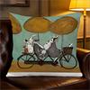 Double Sided Funny Dalmatian Bicycle Pillow Cover Cute Cartoon Dog Print Soft Throw Pillow Case For Pet Lover Home Decor Gift