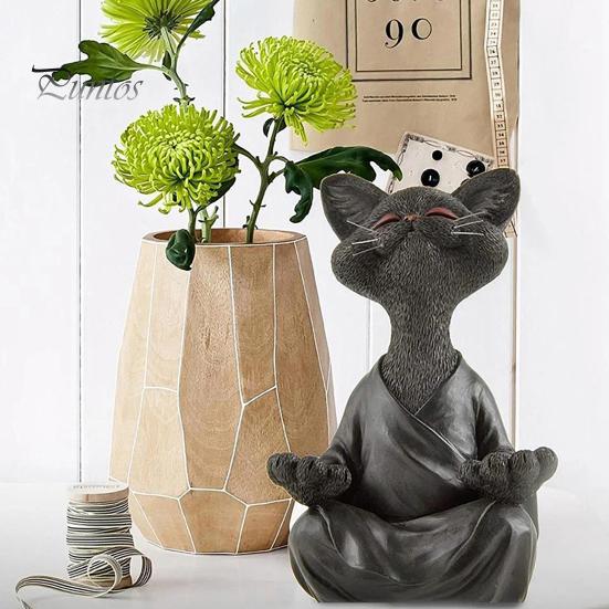 Медитирующая фигурка кошки, смоляная скульптура кошки дзен, сидящая в медитации кошка, украшение для йоги, гостиной, спальни, офиса, подарок для любителя кошек