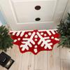  Red Christmas Snowflake Imitation Cashmere Carpet Semi-Circular Bedroom Bathroom Non-Slip Mat Home Decor Welcome Door Mat