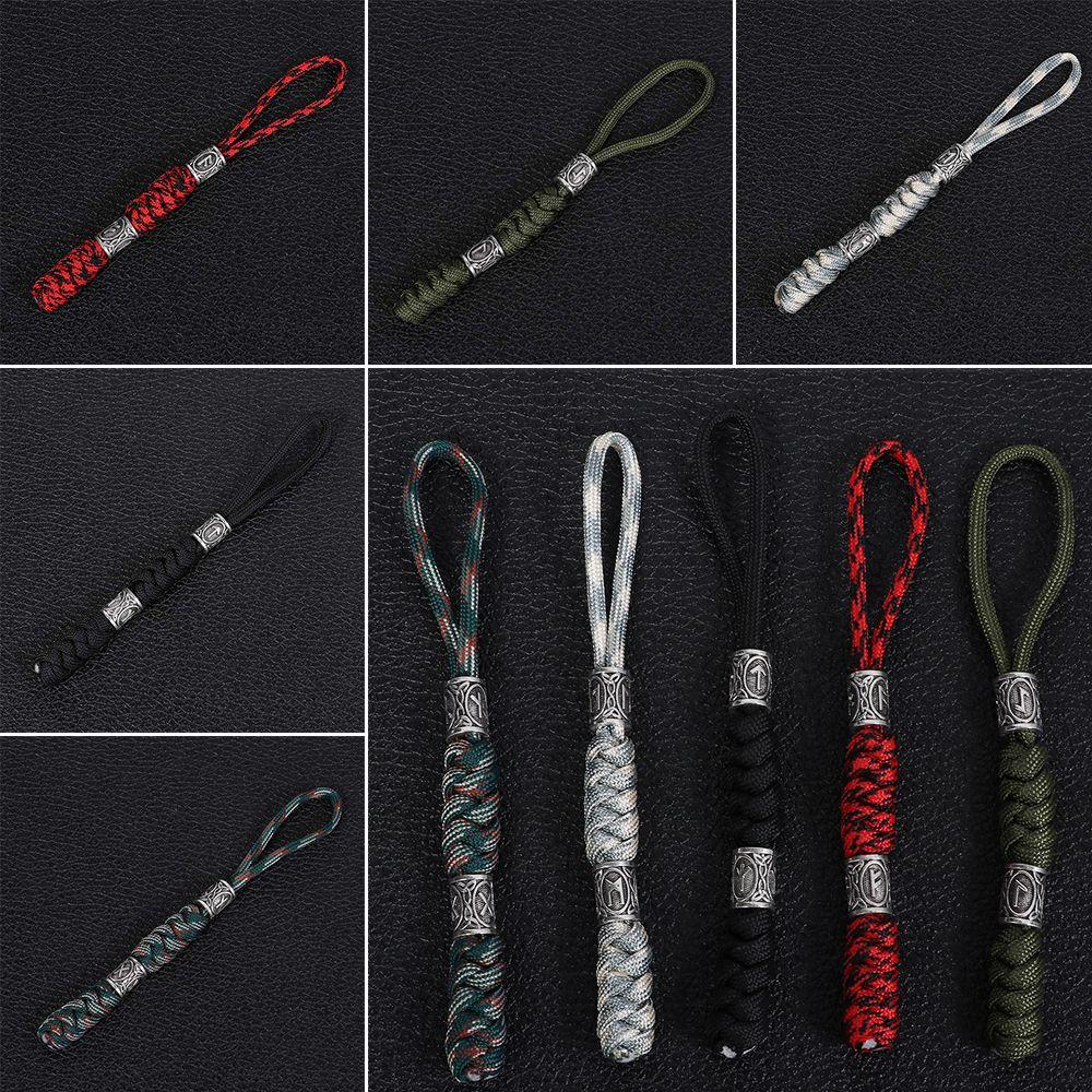 Outdoor Survival Kit Lucky Jewelry Parachute Cord Keychains Charms Rune Bead Car Key Chain Keychain