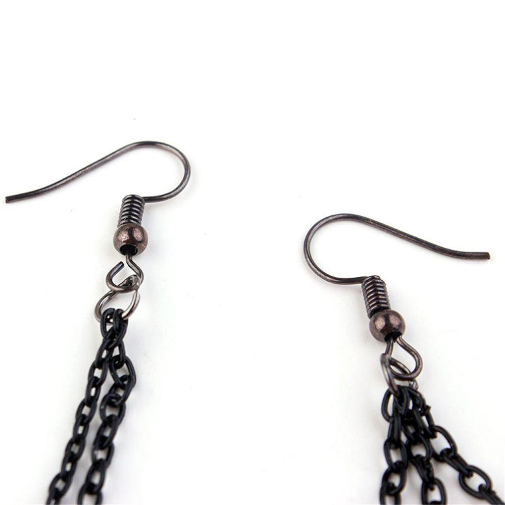 1 pair Dangle Fashion Gothic Rock Long Tassel Drop Ear Clip Rivet Punk Earrings Ear Stud