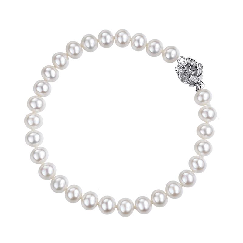 Браслет с пресноводным жемчугом Lukfook Jewellery с застежкой-цветком из Ag925