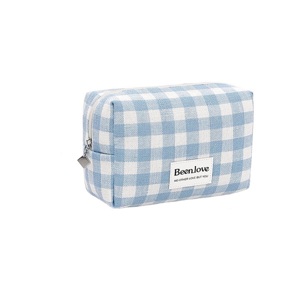 Large Capacity Makeup Pouch Lattice Travel Wash Bag Simple Plaid Cosmetic Bag  Women/men