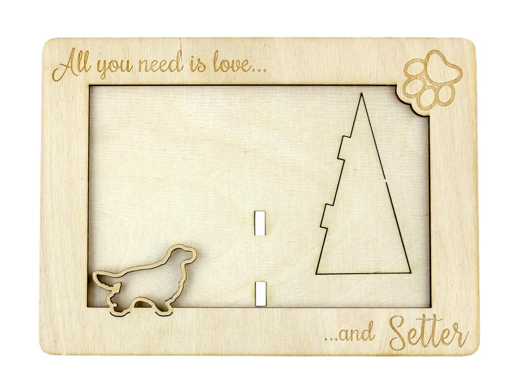 English setter, Lawerack, Laverack – Photo frame, engraved wooden frame | Art-Dog