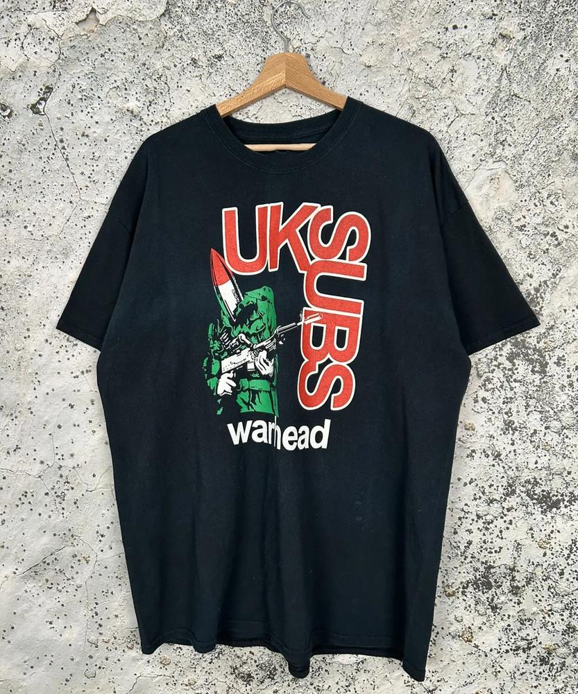 Ретро Футболка унисекс AG706 с принтом группы UK Subs, тяжелый хлопок, черный, размеры S-5XL