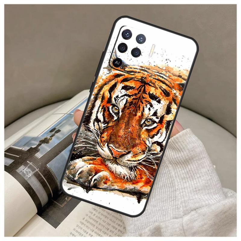 Чехол с мордой тигра для Oppo A74 A94 A54 A18 A38 A58 A78 A98 A80 A60 A40 A96 A76 A16 A15 A17 A57 A77 A5 Pro