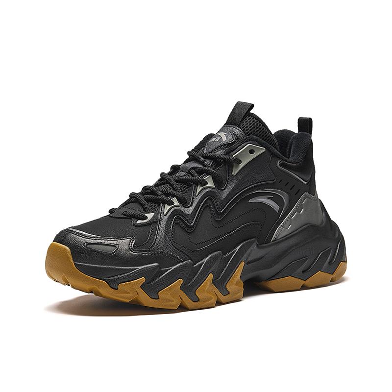 Anta Panshi Comfortable Fashion Plush Non-Slip Wear-Resistant Warm Mid-Top Casual Shoes Men Casual Shoes Black Gray 112448950-5