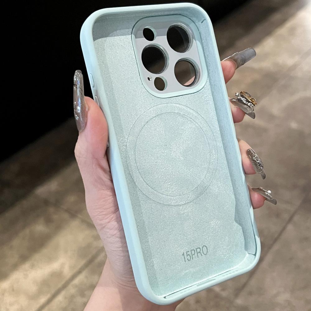 Жидкий силиконовый магнитный чехол для iPhone 15 14 13 12 Pro Max для беспроводной зарядки Magsafe, однотонный ударопрочный чехол для телефона