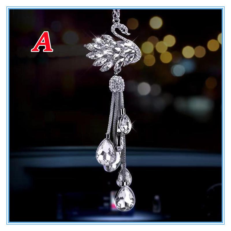 Роскошный кулон для украшения автомобиля со стразами, 3 цвета, кристалл, бриллиант, лебедь, зеркало заднего вида, подвесные автомобильные аксессуары для женщин и девочек