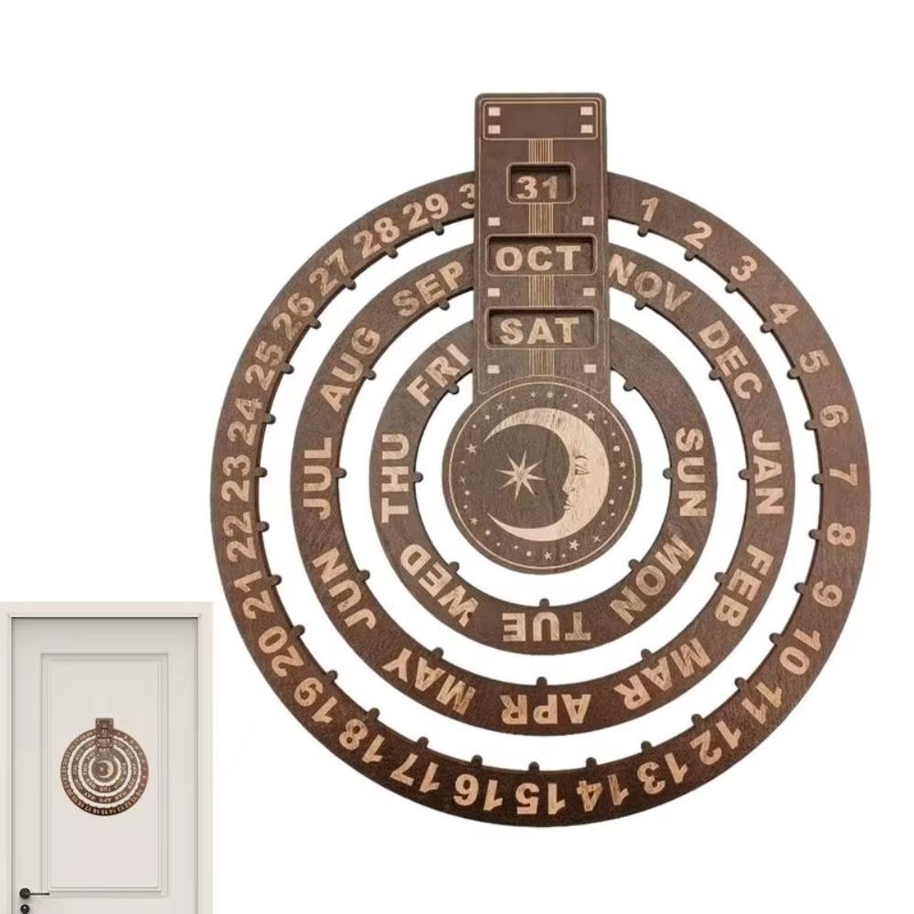 Stylish Rotating Calendar Retro Hanging Calendar Silent Operation Perpetual Calendar  Indoor