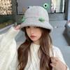 Панама для женщин на осень и зиму, уличная, универсальная, для путешествий, теплая, мультяшная шапка, большой обхват головы, японская милая шляпа-ведро с лягушкой