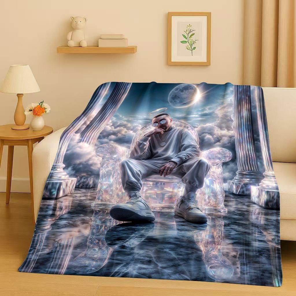 2026 New Top Hip Hop Rapper Star Cartoon Art Flannel Blanket,Ultra Soft Warm Plush Throw for Home Bedroom Bed Sofa Cover Office