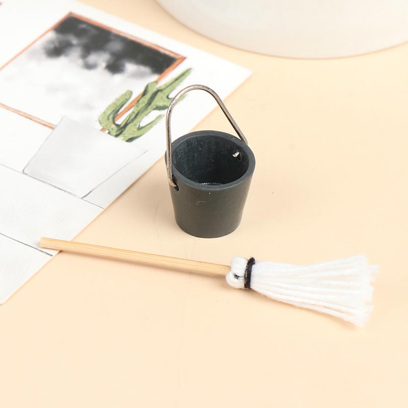 1Комплект 1:12 Миниатюрный кукольный домик для кухни, ведро для швабры, декоративная игрушка для кукольного домика