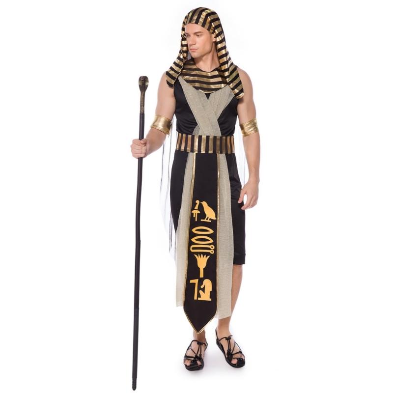 Egyptian Costume Set for Man Woman Dress Up Egyptian Collar Headpiece Wristbands Belt Halloween Cosplay Decoration
