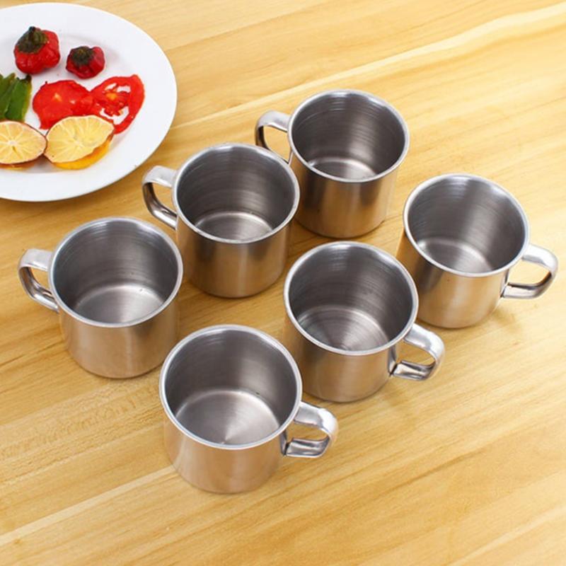 6pcs Outdoor Camping Hiking Tea Mug Cup Stainless Steel Coffee Cup