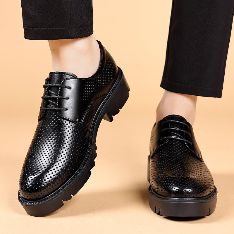 Обувь, увеличивающая рост, мужская, 10 см, полая, низкая, внутренняя часть, мужская, кожаная, увеличивающая рост, деловая, на шнуровке, толстая подошва 8 см