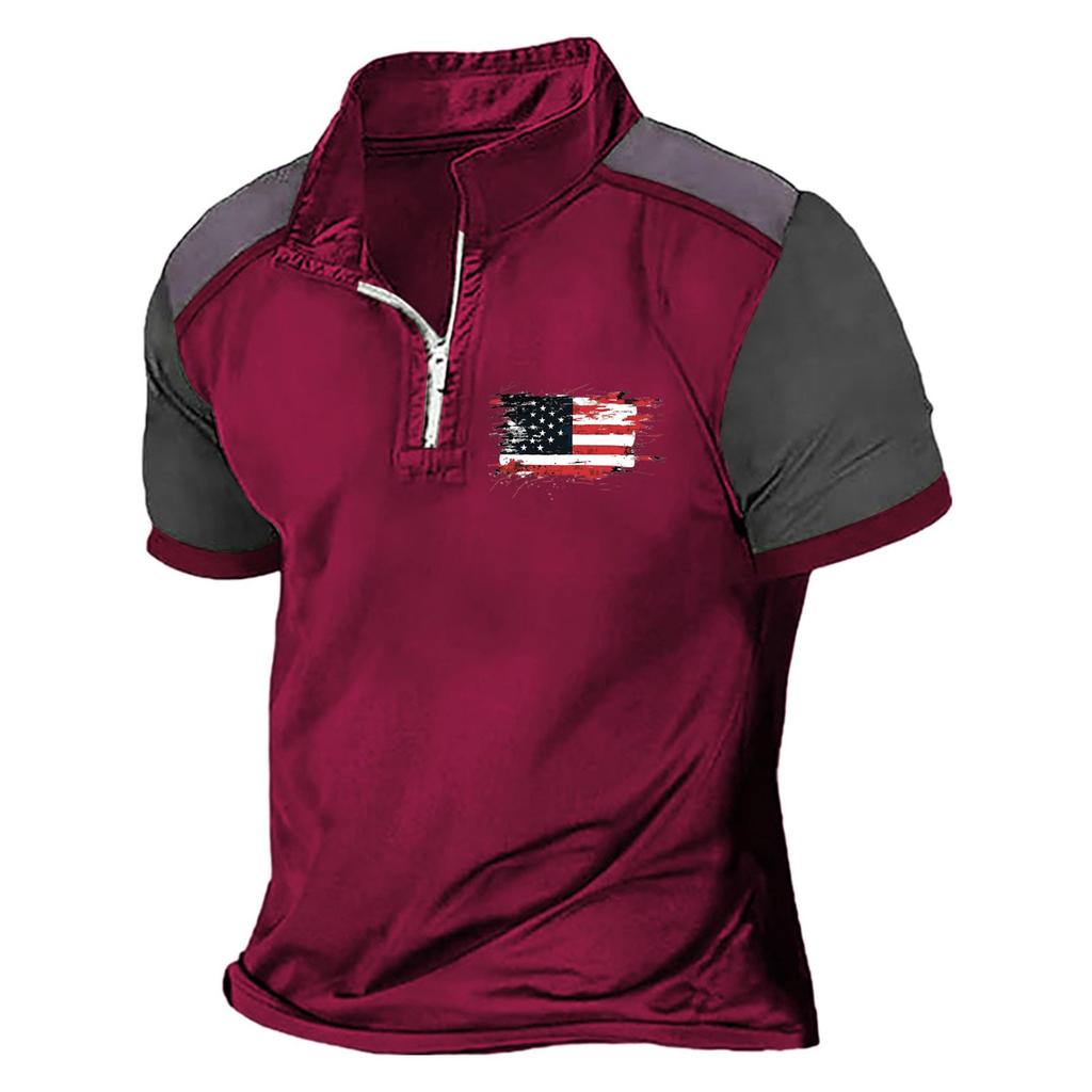 Летняя новинка для мужчин, повседневная рубашка с воротником-стойкой и короткими рукавами, подходящая по цвету, с полумолнией