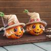 Cute Pumpkin Elf Sculpture Resin Miniature Statue Ornament Pumpkin Head Figurines  Bonsai