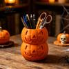 Unique Desk Organizer 3D Printed Double Pumpkin Pen Holder, Stacked Desktop Organizer, Halloween Classroom Decor Stationery Storage Container