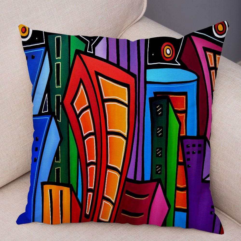 Домашний декор, абстрактная живопись, наволочка, декор в скандинавском стиле, красочная наволочка с принтом мультяшной девушки