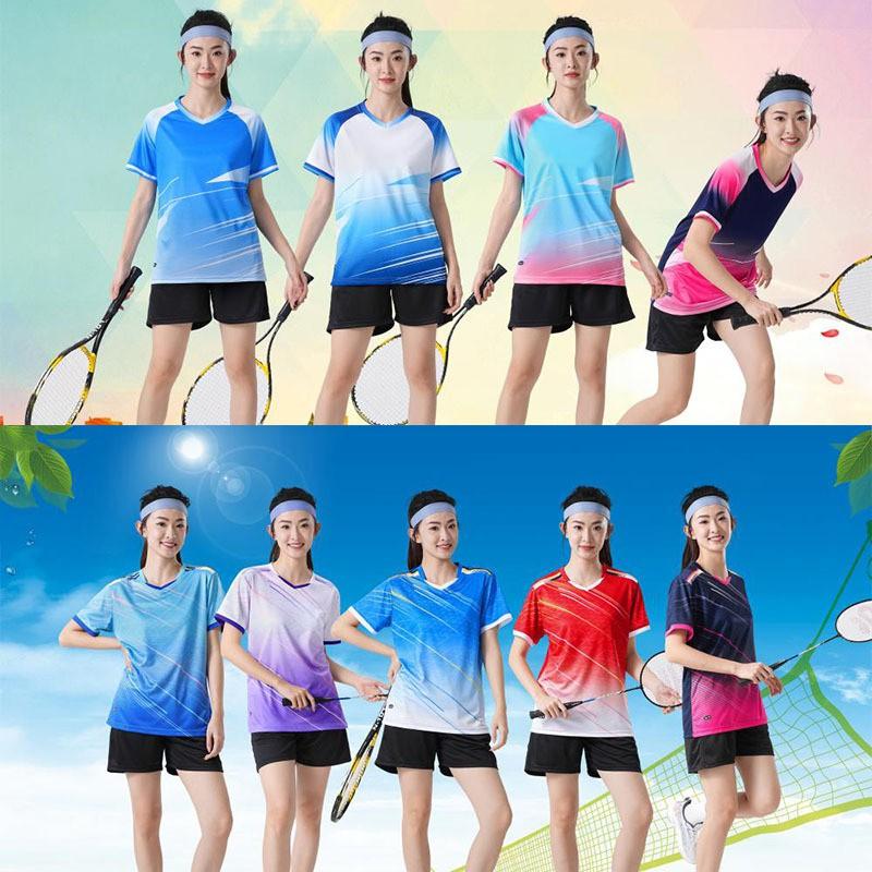 Breathable Short Sleeve Sports Shirts Men Women Training Competition Tennis Badminton Volleyball Solid Color