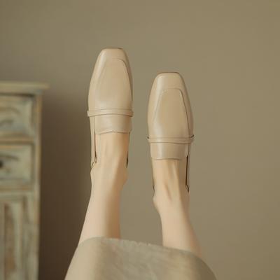 Модная женская новая удобная и минималистичная обувь с квадратным носком, из натуральной кожи, коровьей кожи, большого размера, на плоской подошве, одинарная