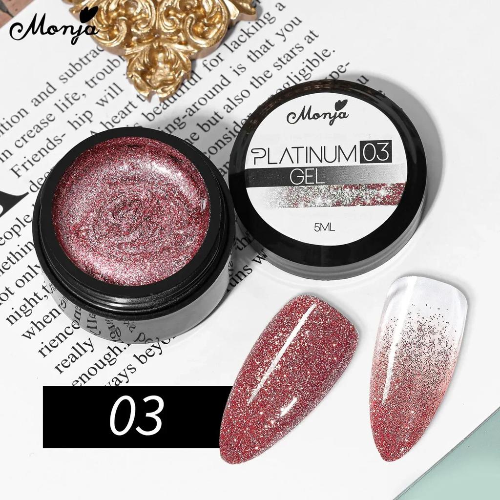 monja 5 мл гели для ногтей УФ-лак платиновый блестящий светоотражающий порошок гибридный лак для рисования отмачиваемый лак цветные маникюрные аксессуары