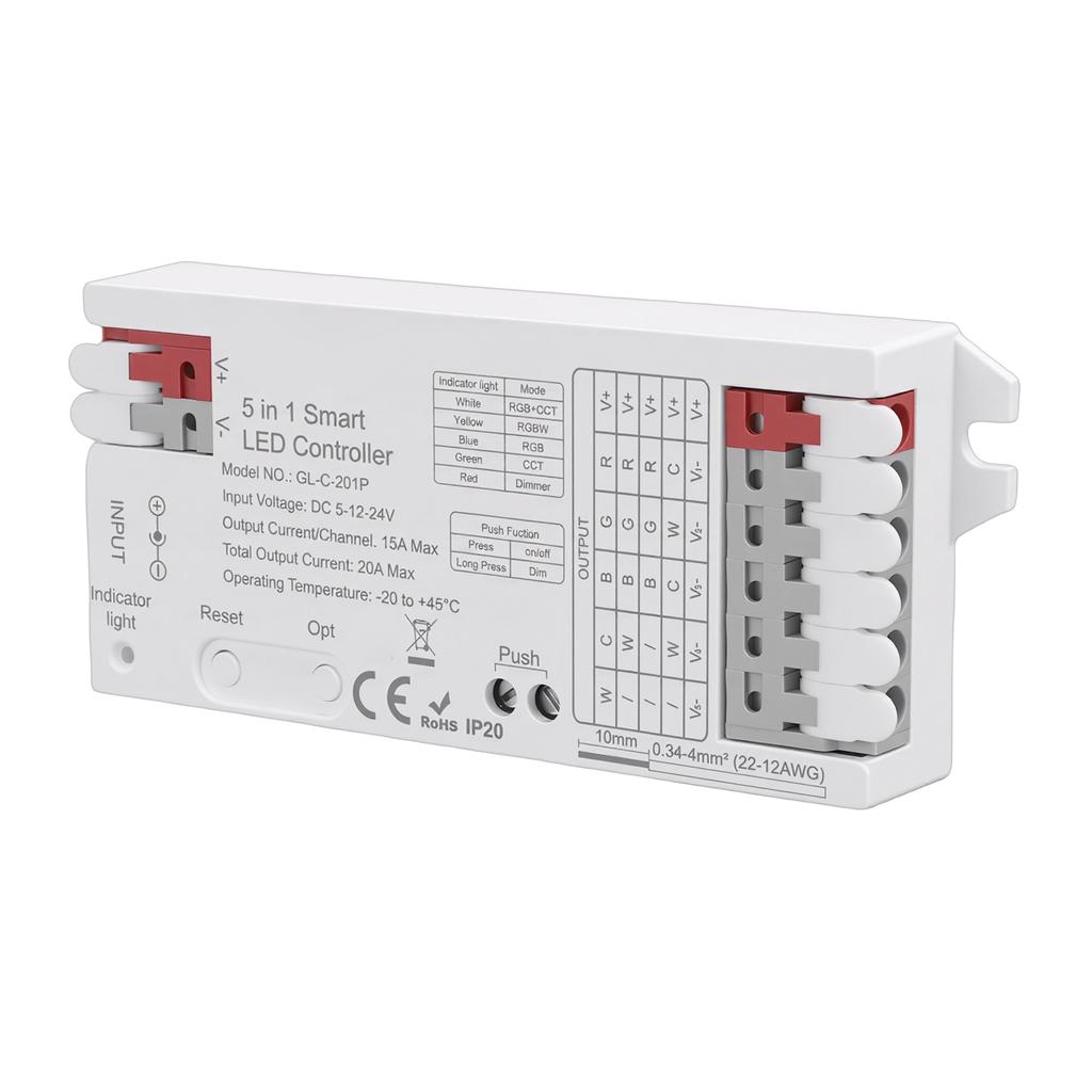 Светодиодный контроллер Поддержка ZigBee3.0 Pro+ 5 в 1 Контроллер светодиодной ленты RGBCCT RGBW RGB CCT Диммер Режим 20А