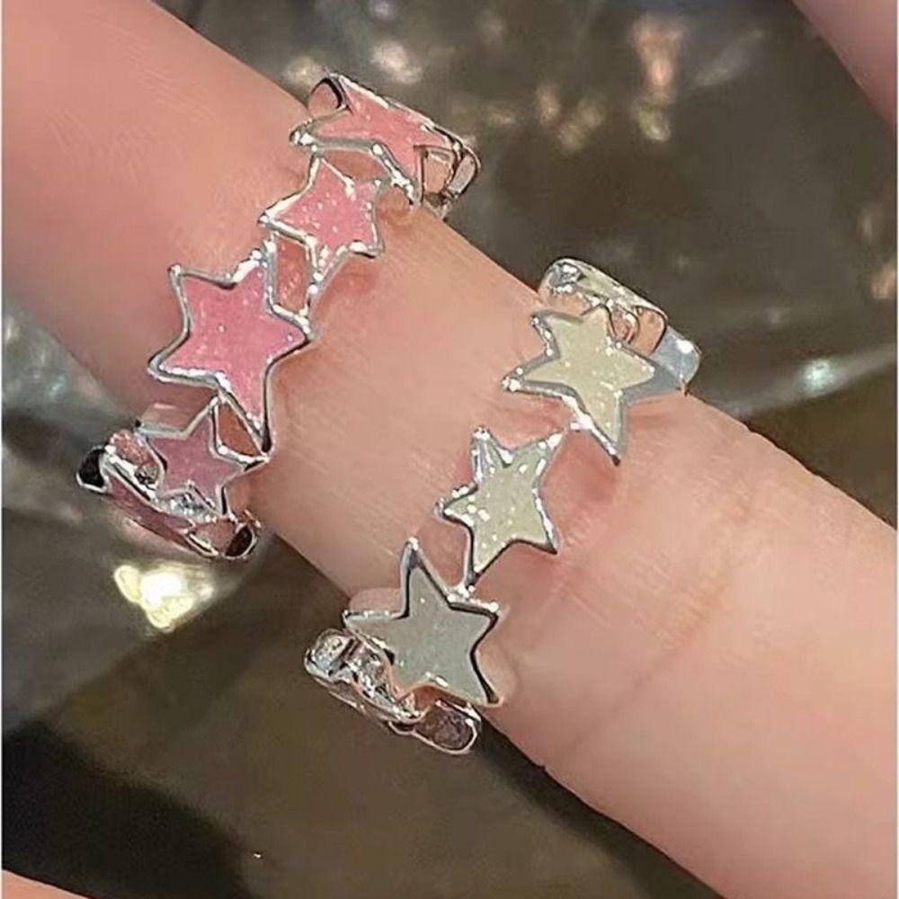 Geometric Y2K Open Ring Korean Style Finger Buckle Personality Irregular Star Ring Friend
