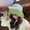 Plush Cute Cat Ear Hat Women's Winter Warm Ear Protection Pullover Hat Showing Face Small Versatile Fashion Knitted Wool Hat