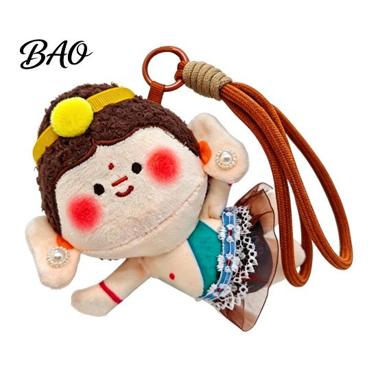 Colorful Woven Bracelet Pendant Cute Buddha Keychain, Dunhuang Style Plush with Embroidered Healing Plushie Gift for Girls Details, Soft Car