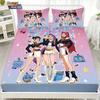 3pcs K-Pop Demon Hunters Print Coreless Fitted Sheet Set Multiple Size Bedrooms Dormitory Bedcover Decoration Machine Washable