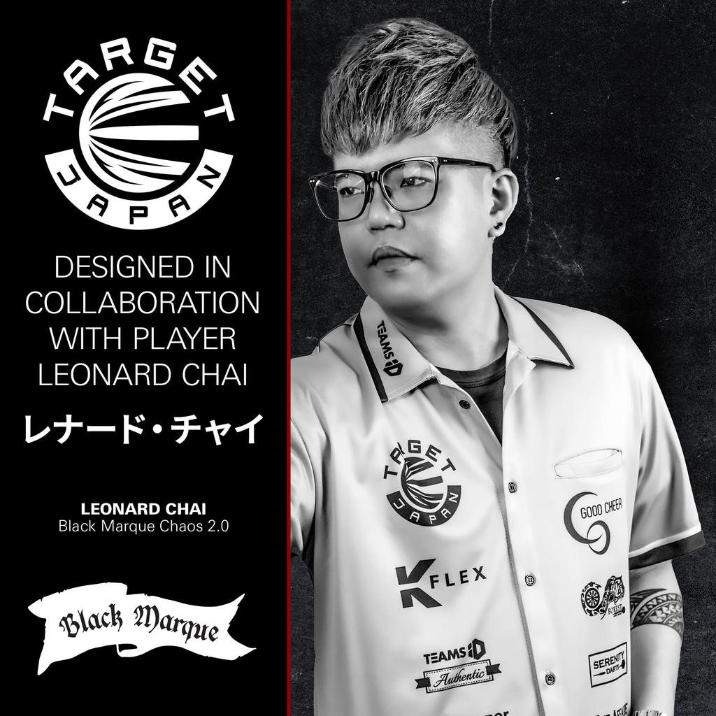 Target Japan BLACK MARQUE CHAOS Tungsten Steel Tip Darts 6 Shape 2.0 90% Set, 21g, K-Flex No. (Chaos 2.0)