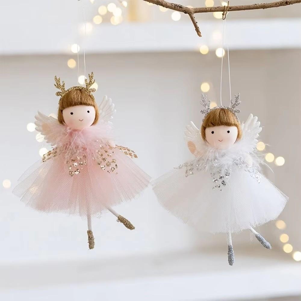 Mesh Xmas Tree Pendant Fabric Christmas Tree Decor Christmas Girl Ornament Christmas Gift