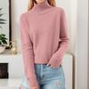 Women's Pullover Long Sleeve Knitted Casual Loose Plain Tops Stand-Up Collar Long Sleeve Winter Casual Sweatshirt Casual Turtleneck Sweater