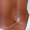 Zinc Zinc Alloy Drop Crystal Body Chain Hanging Neck Style Rhinestone Chest Chain  Birthday Gift