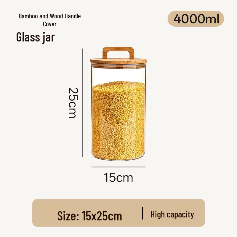 Large High Borosilicate Glass Storage Jar with Sealed Handle Lid