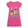 Kids Girls Anime Cartoon K-POP Rumi Zoey Mira Print Pleat Short Sleeve Casual Round Neck Dress