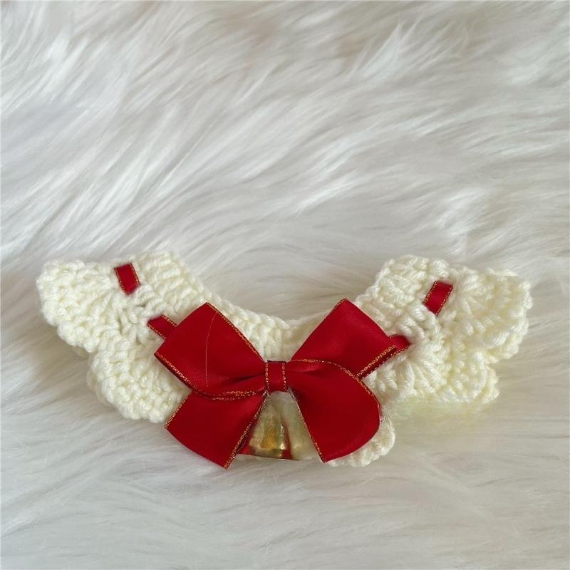 Christmas Pet Collars Cat Dog Christmas Decorations Pet Lace knitting Necklaces Wool Scarf New Year Gift Cat Puppy Accessories
