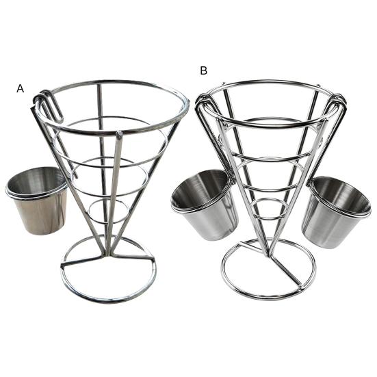 Подставка для картофеля фри, прочная металлическая стружка, нержавеющая полая с подстаканником, стеллаж для витрины жареной курицы для пищевых закусок