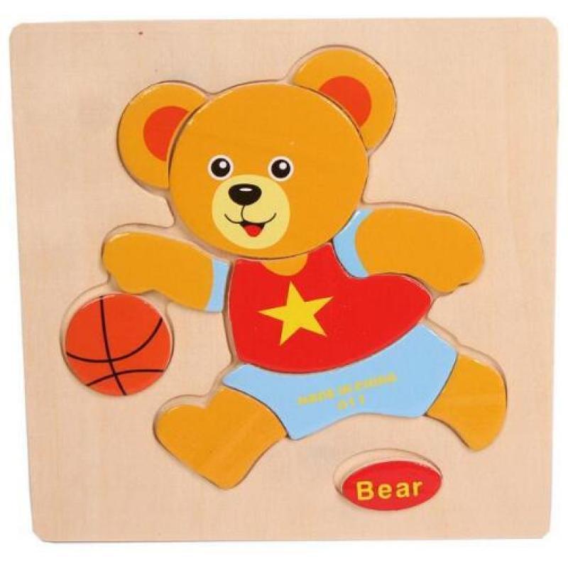 Деревянная игрушка-головоломка, детские строительные блоки, мультяшные животные, игрушки для мальчиков и девочек раннего детства