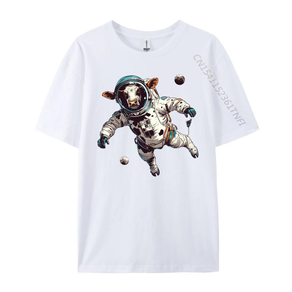 Cow DesignsFunny Cow Astronaut In Space 1956 Graphic Shirts Men Mens Clothes Fathers Day Harajuku Clothing