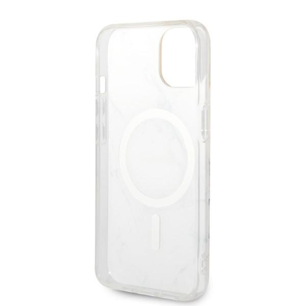 Guess GUBPP14MHMEACSH Case+ Charger Set iPhone 14 Plus / 15 Plus 6.7" white/white hard case Marble MagSafe